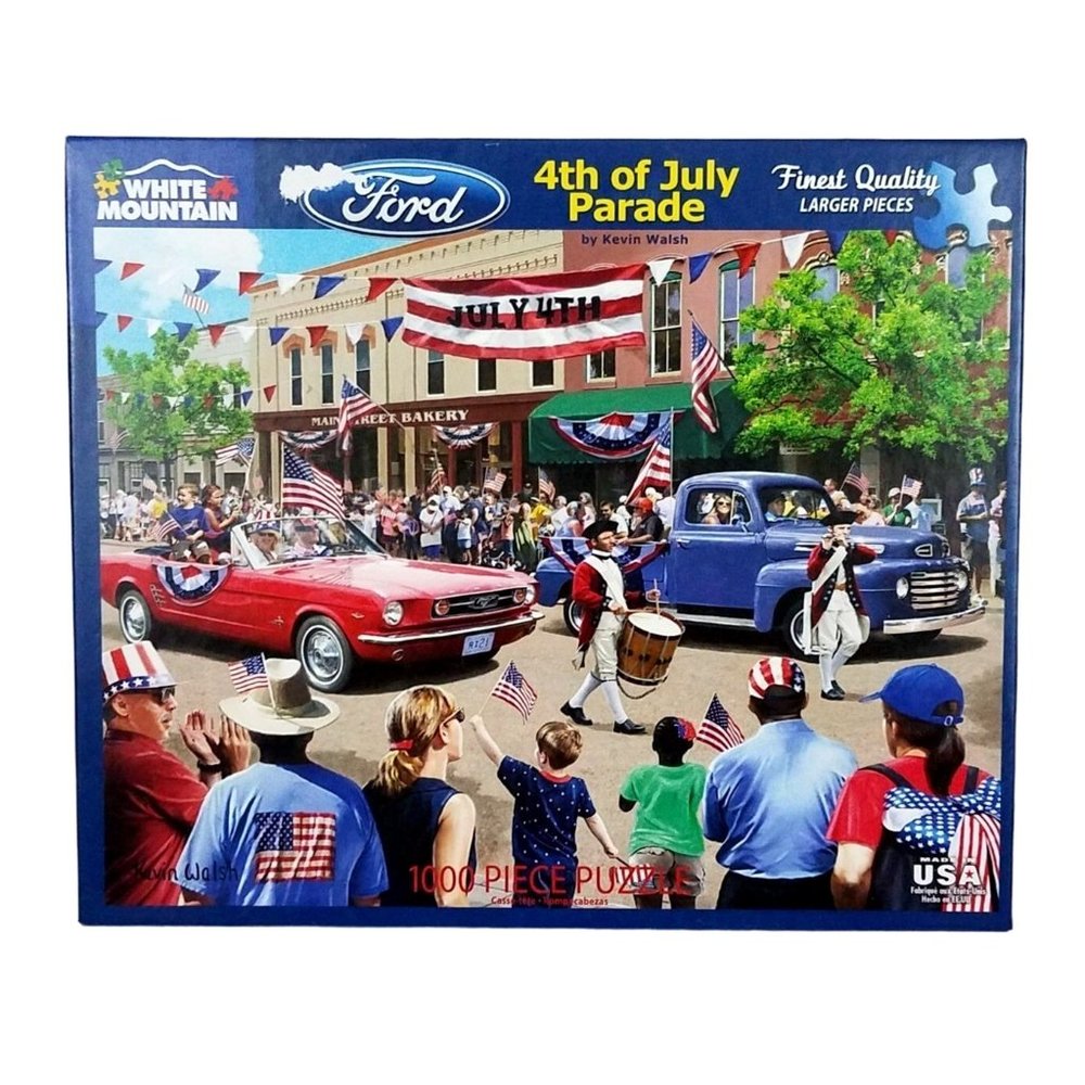 2🧩$18 White Mountain 1000 Piece Jigsaw Puzzle 4th of July parade large pieces